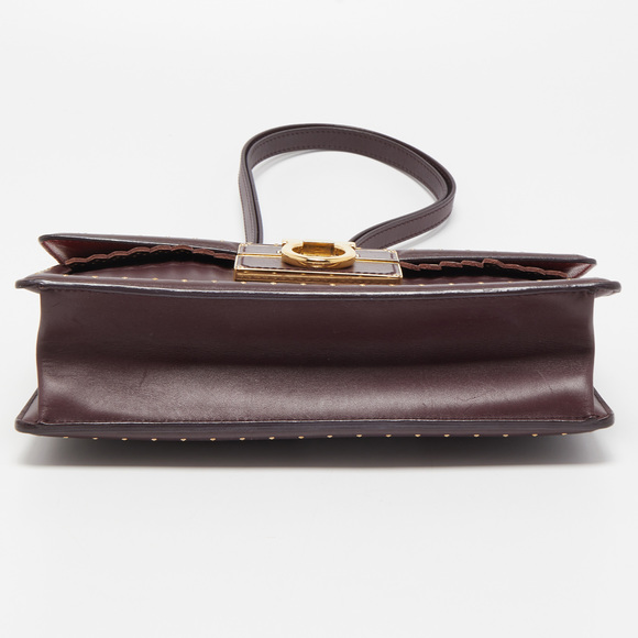 SALVATORE FERRAGAMO Burgundy Leather Grommets Aileen Top Handle Bag - Picture 7 of 8